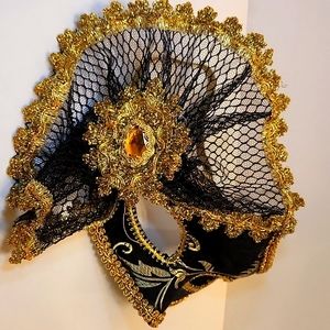 Gold Mesh along with Rhonstone Mask- One of a kind